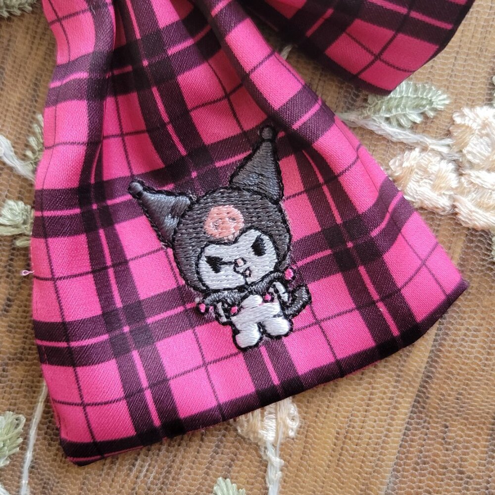 SANRIO Kuromi Hot Pink Plaid Bow Choker - Picture 2 of 6